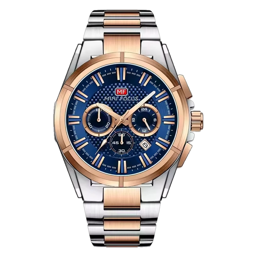 Mini Focus MF0495G – Blue Rose Gold Chronograph