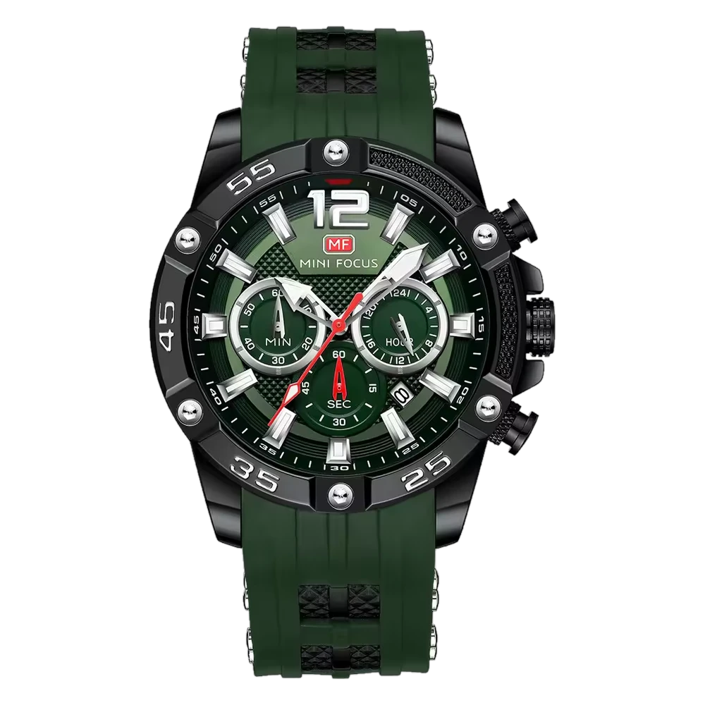 Mini Focus MF0349G – Black Green Multi-Function Watch