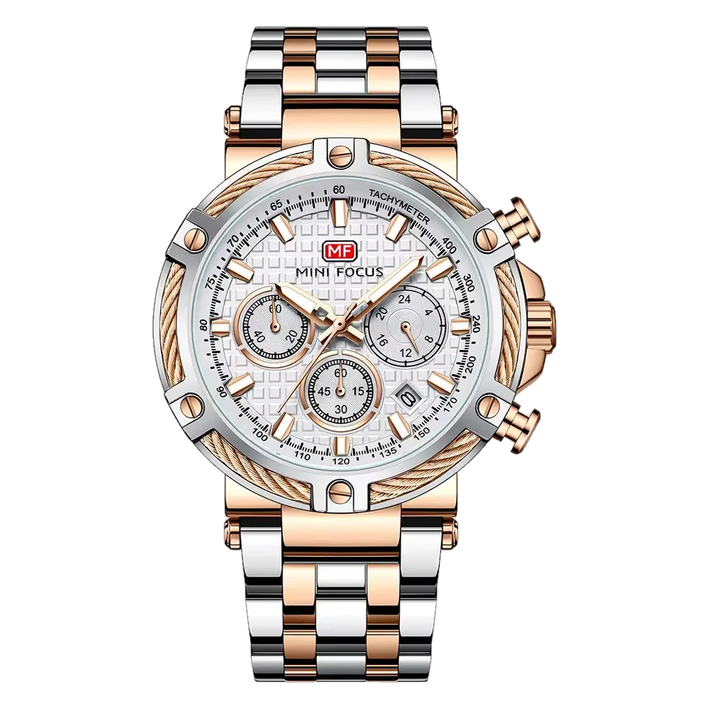 Mini Focus MF0470G – White Rose Gold Multi-Function
