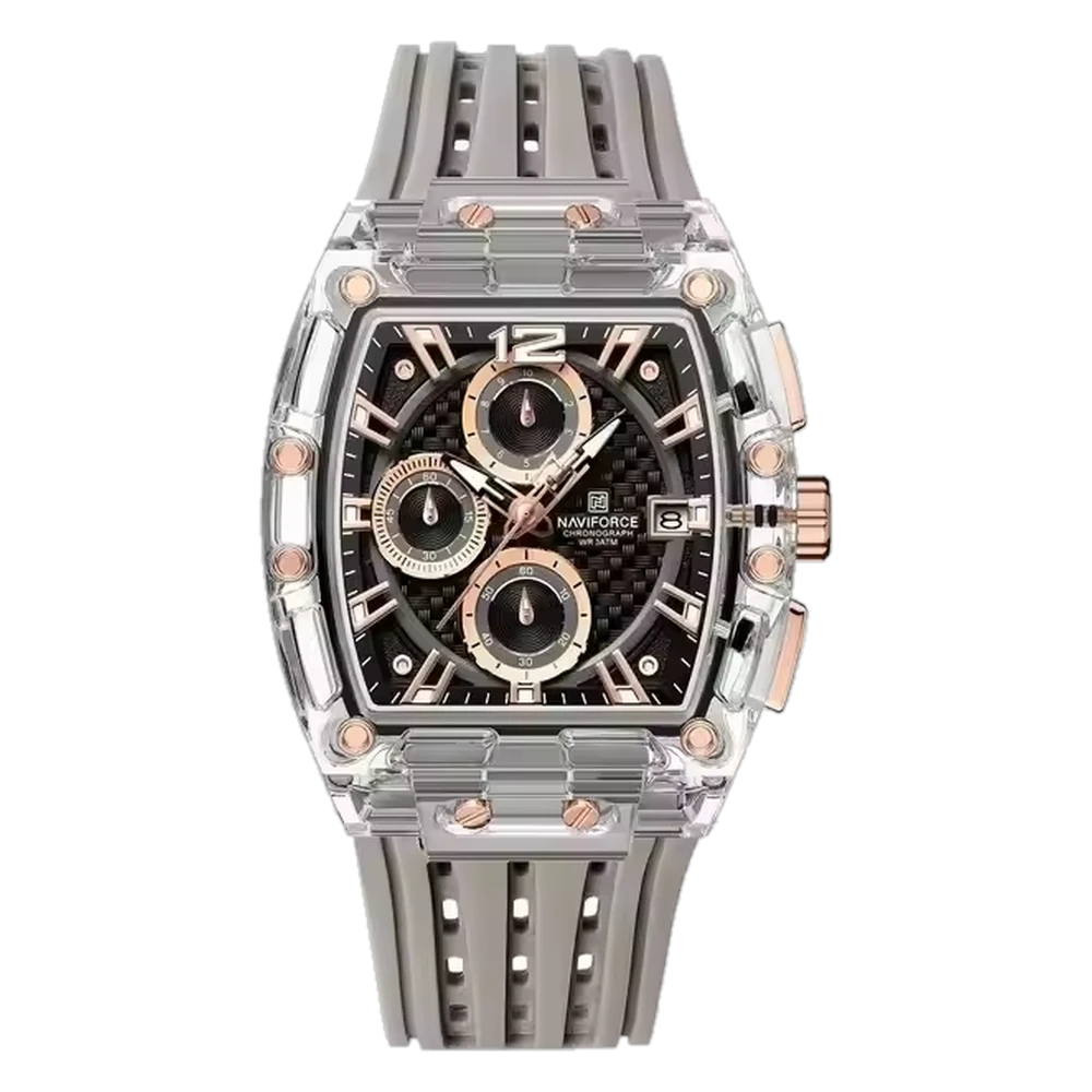 Naviforce NF 7105 – Rose Gold Grey Sport Silicone Watch
