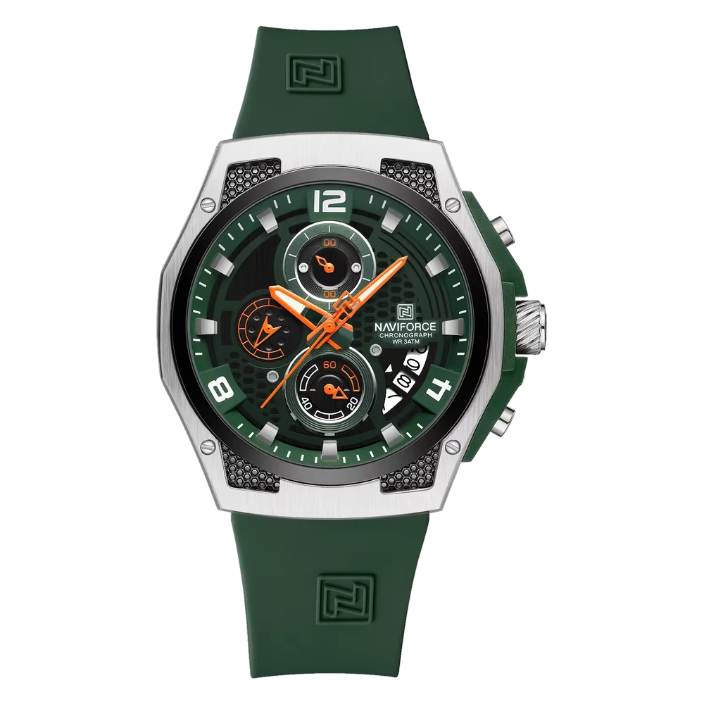 Naviforce NF 8051T – Silver Emerald Tactical Silicone Watch