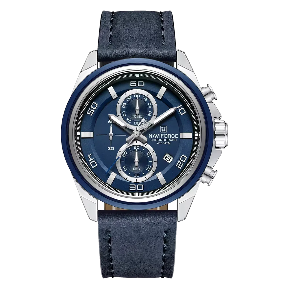 Naviforce NF 8075 – Luxe Blue Chronograph Leather Watch