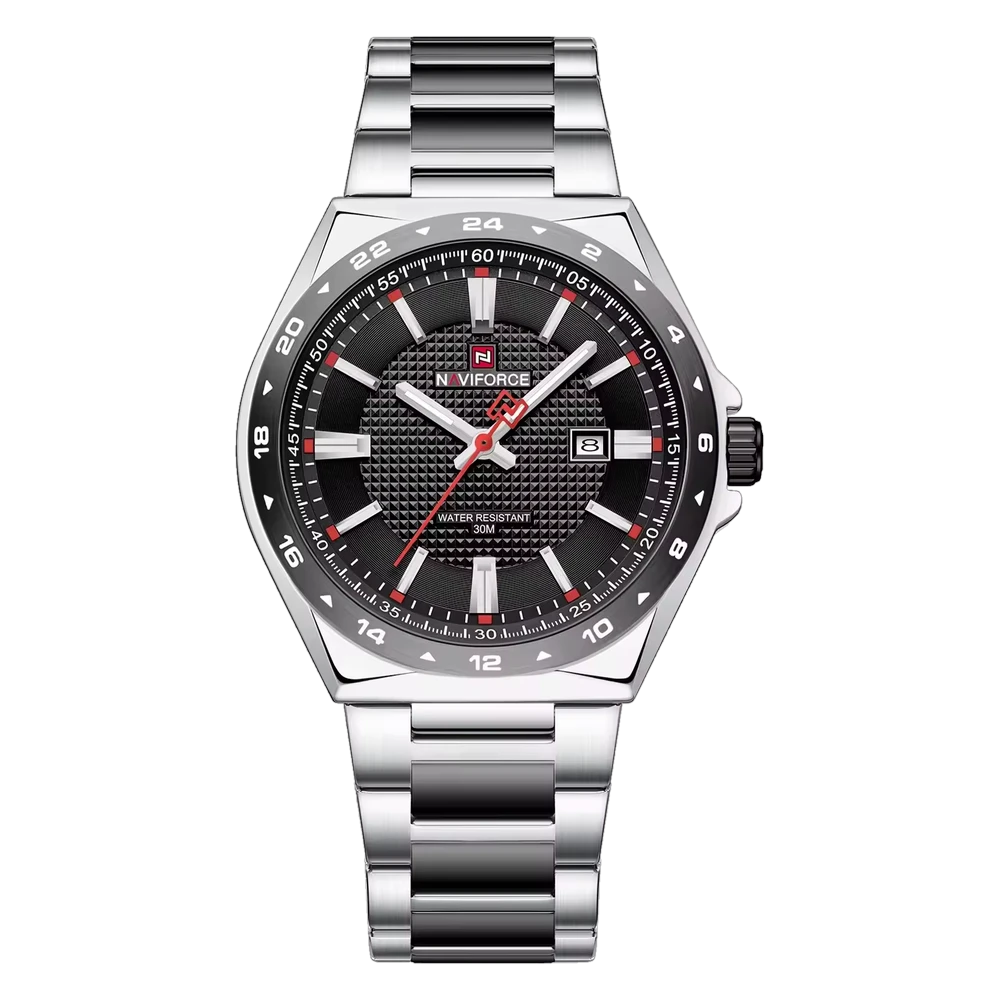 Naviforce NF 9266 – GMT Bezel Steel Business Watch