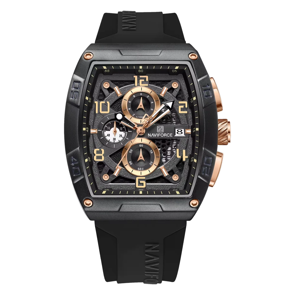 Naviforce NF 8052 ��� Black Gunmetal Barrel Chronograph