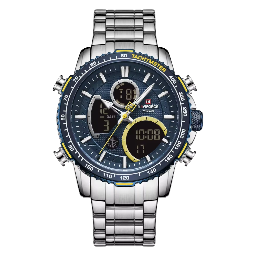 Naviforce NF 9182 – Blue Ana-Digi Dual Zone Watch