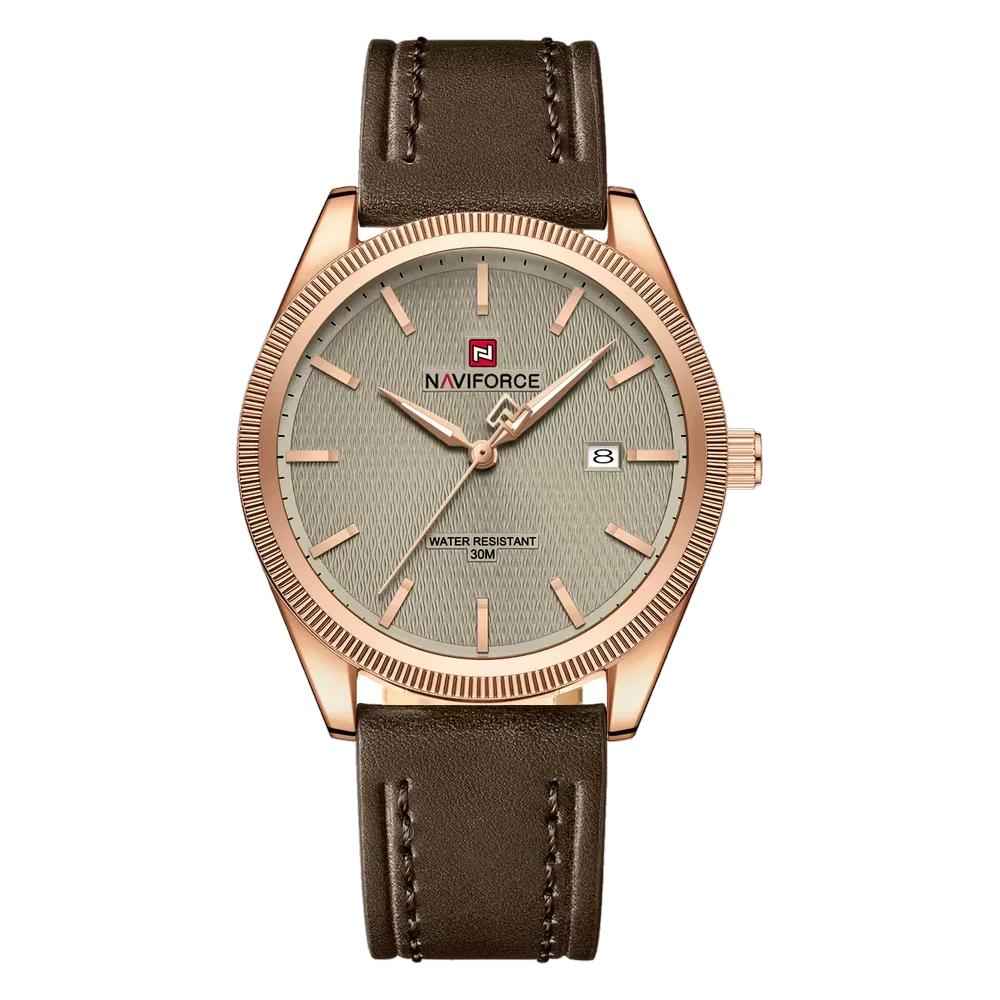 Naviforce NF 9276L – Rose Gold Coffee Leather Watch